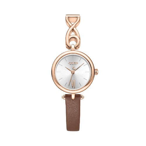 นาฬิกา Julius JA-1351 B สายหนังสีน้ำตาลสลับสแตนเลสสีโรสโกลด์