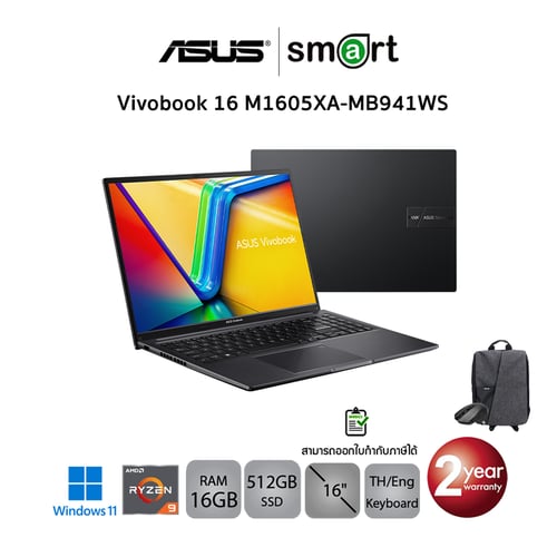 Asus Notebook Vivobook 16 M1605XA-MB941WS/Ryzen 9 7940HS/16GB/512GB/win11 Indie Black