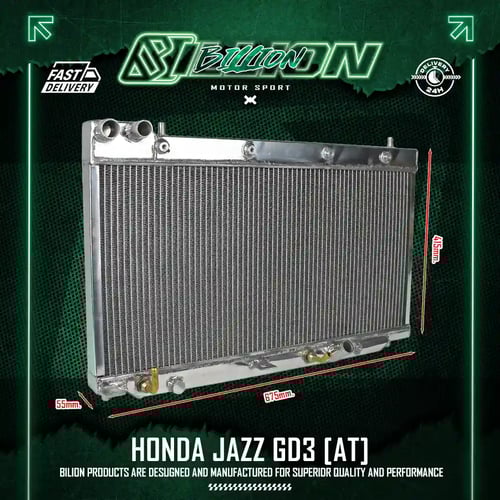 หม้อน้ำอลูมิเนียม Billion 2 ช่องใหญ่ Honda Jazz GD3 (AT)