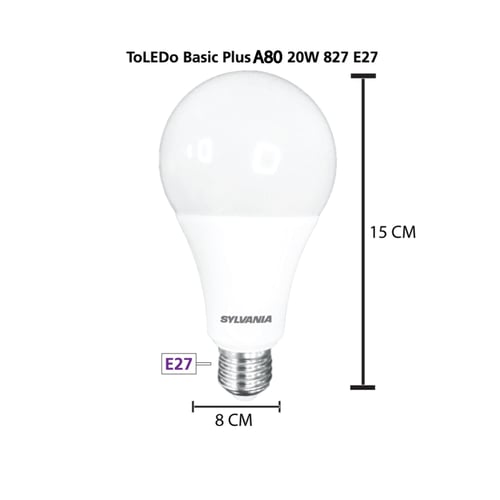 [แพ็ค 2 ] SYLVANIA หลอดไฟ LED รุ่น ToLEDo Basic Plus A80 20W E27 แสงเดย์ไลท์