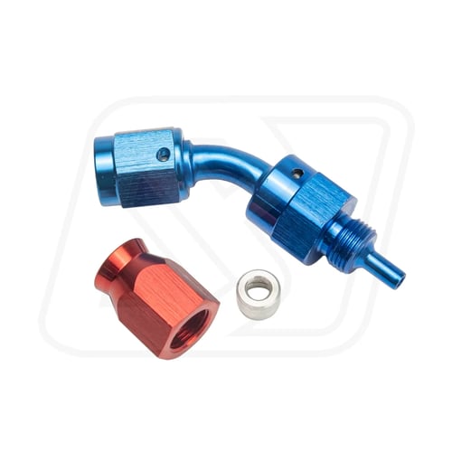 Billion ข้อต่อหัวสายเบรค PTFE AN3 LP 45°/90°/90° ตัวสั้น [BLUE-RED/BLACK]