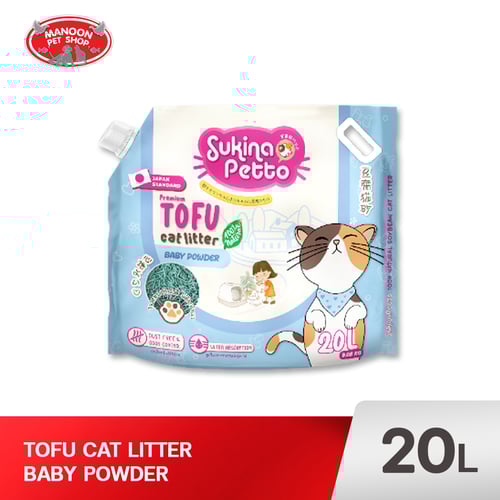Sukina Petto Tofu ทรายแมวเต้าหู้ สูตร Baby Powder 20L.