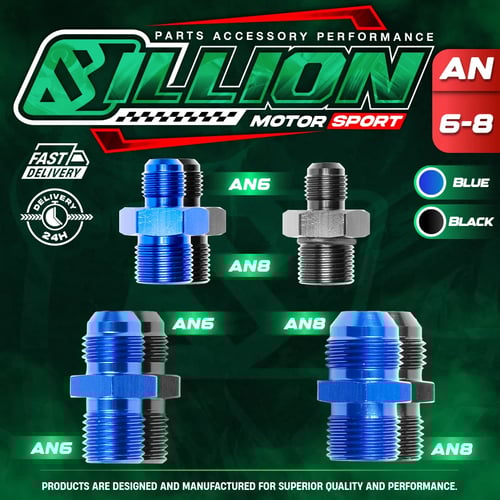 Billion ข้อลดเกลียว AN6 ออก AN8 หัวตัด [BLUE]