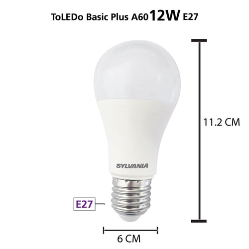 [แพ็ค 2]  SYLVANIA ToLEDo Basic Plus A60 12W ขั้ว E27  (WarmWhite)