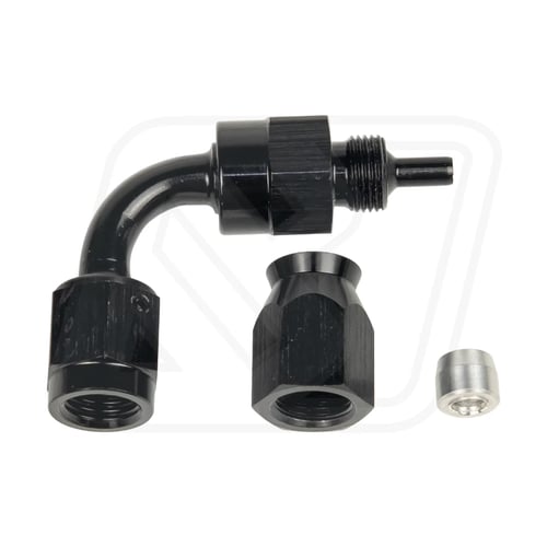 Billion ข้อต่อหัวสายเบรค PTFE AN3 LP 45°/90°/90° ตัวสั้น [BLUE-RED/BLACK]