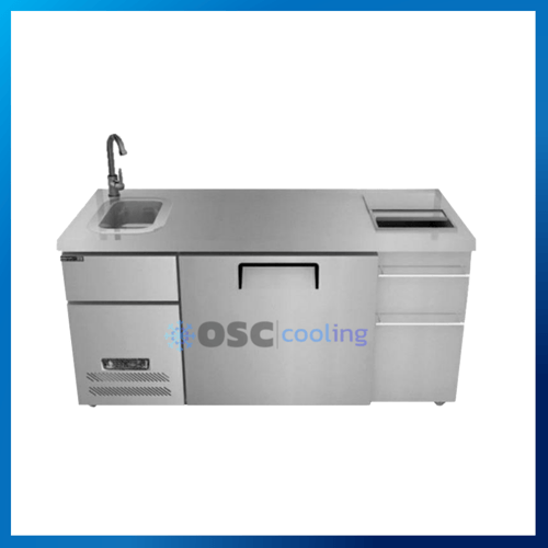 ตู้แช่เคาท์เตอร์ 1 ประตู พร้อมช่องใส่น้ำแข็งและอ่างล้าง 3.7 คิว [SCK3-1206-AR]