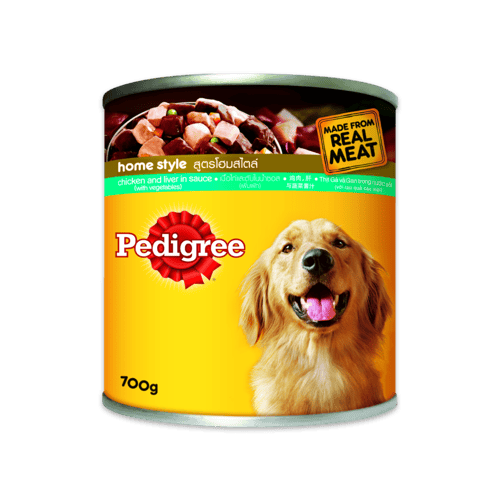Pedigree Can Chicken Liver in Sauce เพดดิกรี อาหารเปียกสุนัขแบบกระป๋อง สูตรไก่ชิ้นและตับในน้ำซอสพร้อมผัก ขนาด 700 กรัม