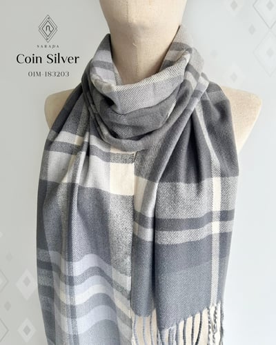 ผ้าพันคอผู้ชาย ผ้าคลุมไหล่ Cashmina -Coin Silver 01M-183203