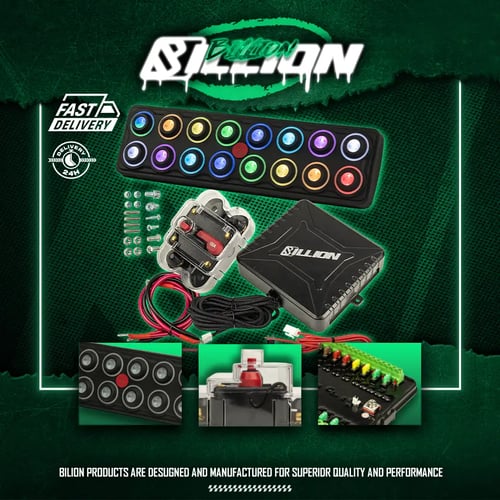 แผงสวิตช์ไฟ 16 ปุ่ม Billion RGB Master Switch พร้อมระบบไฟ LED ปรับสีได้