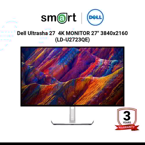 จอมอนิเตอร์  Dell Ultrasha 27  4K USB - C  HUB MONITOR – U2723QE, 27" 3840x2160, 3Yrs Advance Exchange, NBD, Premium Panel Guarantee