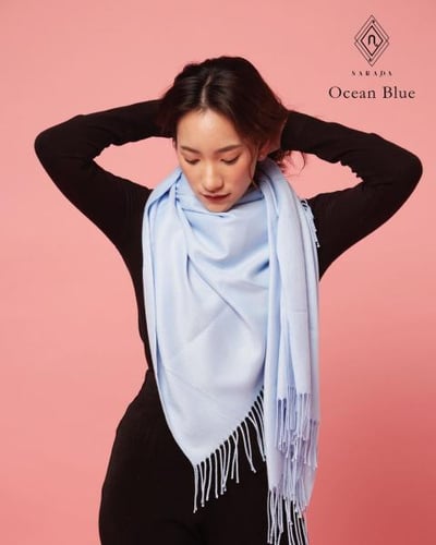 ผ้าพันคอแคชเมียร์  Ocean Blue