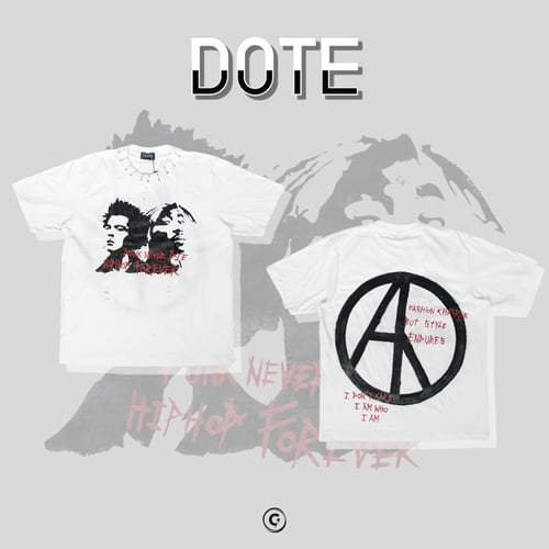 DOTE DIE FOREVER CUSTOM DISTRESSED T-SHIRT WHITE