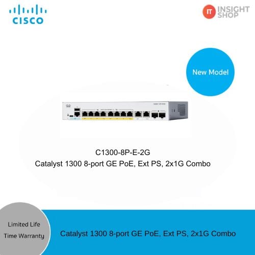 [C1300-8P-E-2G] Cisco Catalyst 1300 8-port GE, PoE, Ext PS, 2x1G Combo