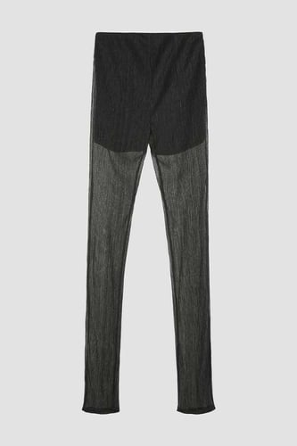 RECTO - SPARKLE PLEATS LAYERED LEGGINGS PANTS (BLACK)