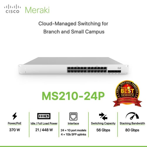 Cisco Meraki MS210-24P Cloud-Managed Switching for Branch and Small Campus