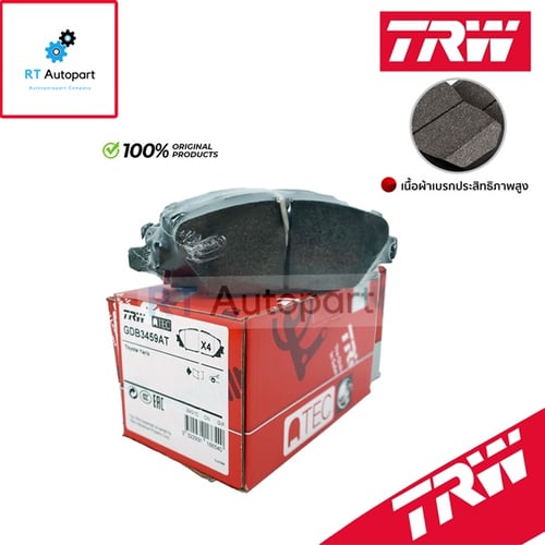 TRW ผ้าดิสเบรกหน้า Toyota Vios Yaris NCP91 NCP93 ปี07-13 รุ่น J E G เกรด ATEC / ผ้าเบรก ผ้าเบรค / GDB3459AT