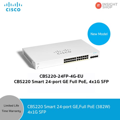 [CBS220-24FP-4G-EU] CBS220 Smart Switch 24-port GE, 4x1G SFP with 382W power budget