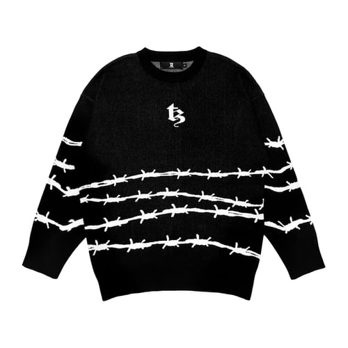 TZ WORLDWIDE BARBED WIRE OVERSIZED KNIT SWEATER BLACK/WHITE