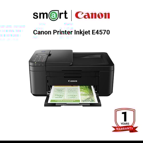 เครื่องพิมพ์อิงค์เจ็ท Canon Printer Inkjet CANON ALL IN ONE PRINTER E4570 (Print,Scan,Copy,Fax), WiFi,Mopria,AirPrint