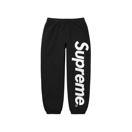 SUPREME SATIN APPLIQUE SWEATPANTS BLACK
