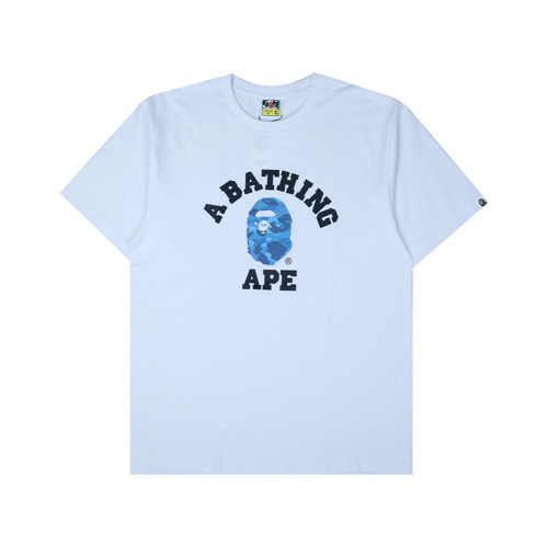 A BATHING APE HONEYCOMB CAMO COLLEGE T-SHIRT WHITE