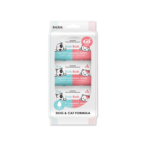 [MANOON] BOK BOK Pet Eye Cleaning Wipes บ็อก บ็อก ผ้าเปียกเช็ดรอบดวงตาสำหรับสุนัขและแมว (3 ซอง)