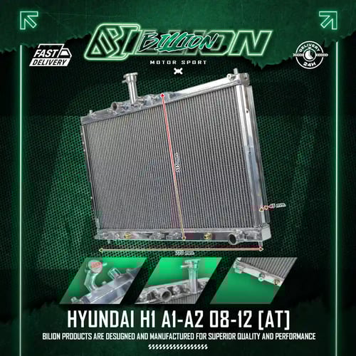 หม้อน้ำอลูมิเนียม Billion 2 ช่องใหญ่ HYUNDAI H1 A1-A2 (08-12 AT)