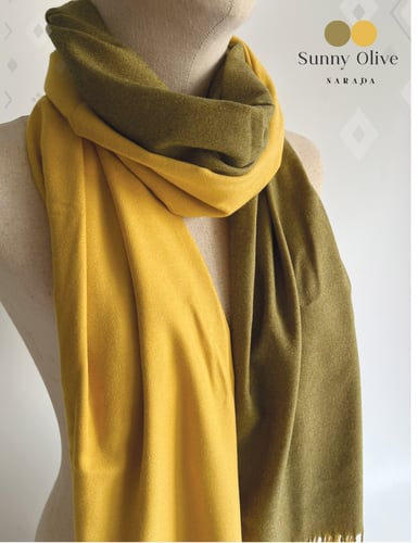 ผ้าพันคอแคชเมียร์ 2 โทน Sunny Olive