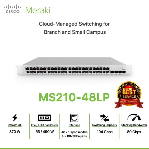 Cisco Meraki MS210-48LP Cloud-Managed Switching for Branch and Small Campus