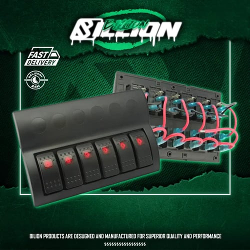 Billion แผงสวิตช์ไฟ 5 ปุ่ม พร้อมปุ่มสตาร์ท – ควบคุมไฟง่าย ปรับแต่งได้