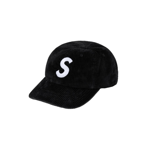 SUPREME CORDUROY S LOGO FW24 6 PANEL CAP BLACK
