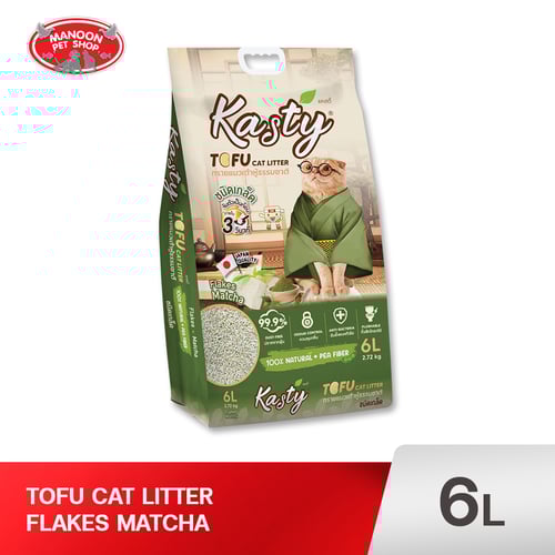 KASTY TOFU ทรายแมวเต้าหู้ Flakes Matcha 6L.(2.72kg.)