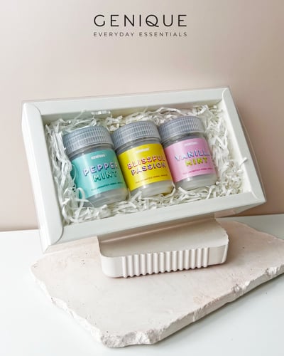 Genique พรีเมี่ยมเซท Giftset  Happy Heal ยาดมขวดขาวขุ่น 3 ขวด