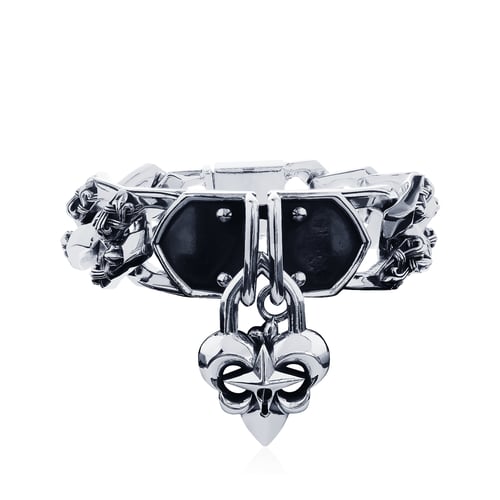 Fierce-de-Lock Bangle กำไลมือเงินแท้ 925 ขึ้นงานมือสไตล์ยุคกลางยุโรปสุดดุดัน จี้ลายFierce-de-lis