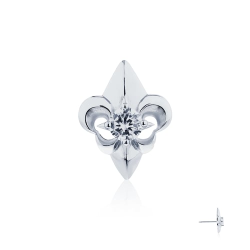 Little MotiF Holy Star Earring&nbsp;Stud - Fierce-de-lis- Oversized ต่างหูเงินแท้ 925 แบบปักก้าน แกะมือขัดเงาพิเศษ ชุบไวท์โกลด์ **ขายเป็นชิ้น/ข้าง