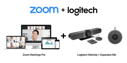 SET C-2 : Logitech MeetUp + Expansion Microphone for MeetUp + Zoom Meetings Pro