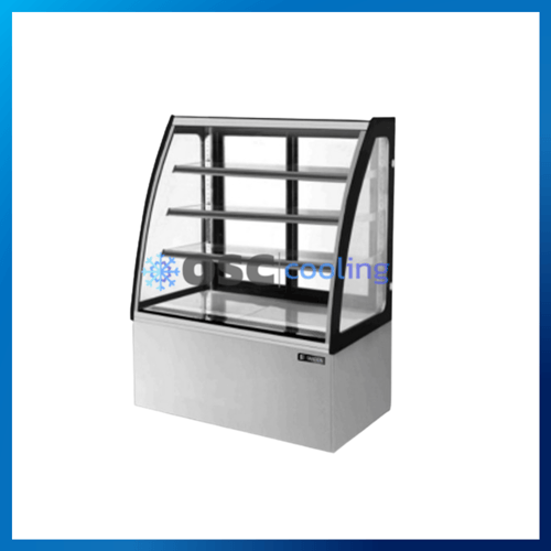 ตู้โชว์เค้กกระจกโค้ง 3 ชั้นวาง กว้าง 70 ซม. สีสแตนเลส "SANDEN" 11.4 คิว [SKC-0703G]
