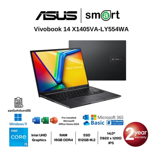 ASUS Vivobook 14 X1405VA-LY554WA i5-13420H/16GB/512GB/14.0"/Win11+Office (Indie Black)