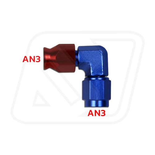 Billion ข้อต่อหัวสายเบรค PTFE AN3 LP 45°/90°/90° ตัวสั้น [BLUE-RED/BLACK]