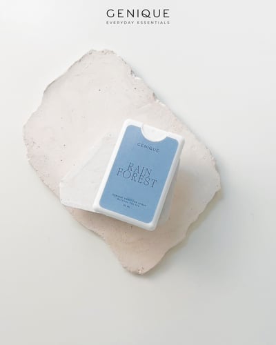 Genique spray alcohol สเปรย์แอลกอฮอล์ แบบการ์ด | Rain Forest สีฟ้า