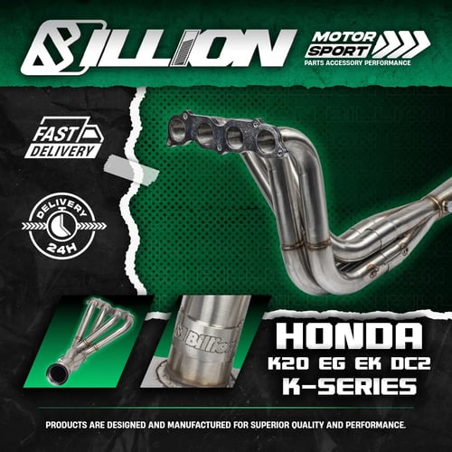 เฮดเดอร์ Billion 4-1 สำหรับ Honda K20 K-Series Swap EG EK DC2