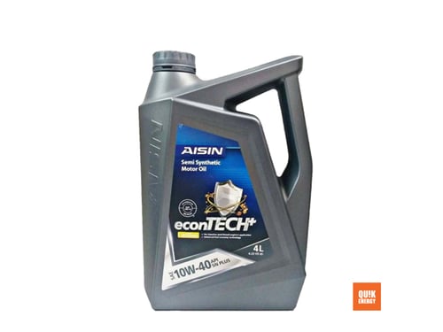 น้ำมันเครื่อง เบนซิน Aisin econTECH 10W-40 SEMI SYNTHETIC  ขนาด4ลิตร พร้อมเปลี่ยนถ่าย