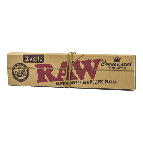RAW CLASSIC NATURAL UNREFINED ROLLING PAPAERS KINGSIZE SLIM+TIPS