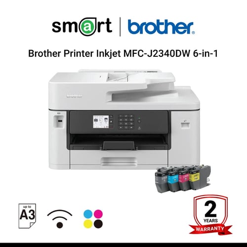 Brother Printer Inkjet MFC-J2340DW เครื่องพิมพ์อเนกประสงค์ InkJet MFC A3 6-in-1 : Print, Fax, Copy, Scan, PC Fax, Direct Print, A3