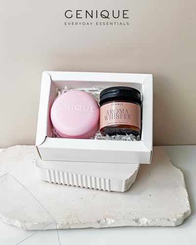 Genique พรีเมี่ยมเซท Giftset Happy Heal บาล์มมาการอง + ยาดมขวดสีชา