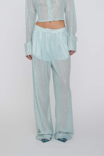 ROTATE - TRANSPARENT SEQUIN LOW WAIST PANTS