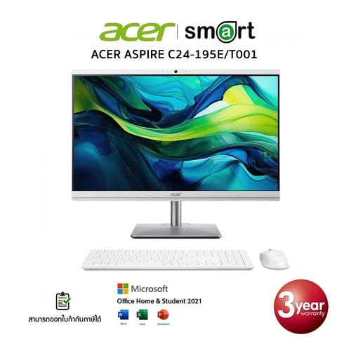 All-in-One Acer Aspire C24-195E-CU7116G0T23Mi/T001 Intel Core Ultra 7-155U/16GB/1TB/23.8"/Win11+Office/White
