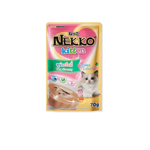 [MANOON] NEKKO Kitten Tuna Creamy Flavor เน็กโกะ อาหารเปียก สูตรทูน่าครีมมี่ สำหรับลูกแมว ขนาด 70 กรัม (12 ซอง)