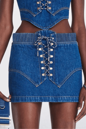 HIKER BOOT DENIM MINI SKIRT BL