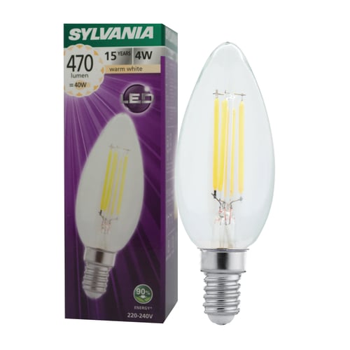 SYLVANIA หลอดไฟวินเทจ Filament ฟิลาเมนต์ ทรงเอดิสัน รุ่น ToLEDo FIRA Candle 4W E14 แสงวอร์มไวท์ 